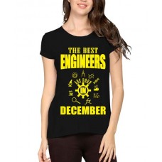 Women's Cotton Biowash Graphic Printed Half Sleeve T-Shirt - Best Engineers December