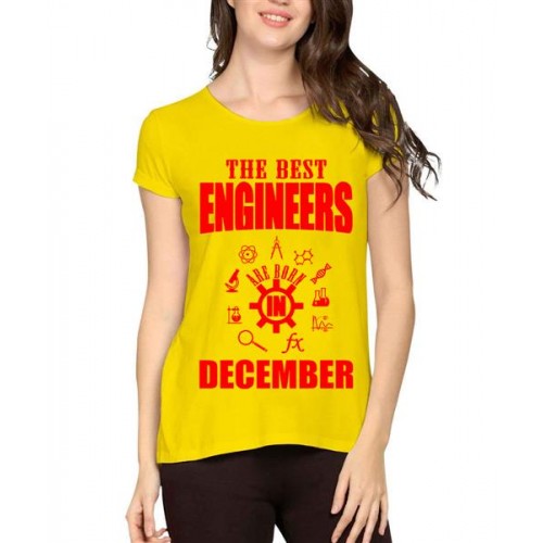 Women's Cotton Biowash Graphic Printed Half Sleeve T-Shirt - Best Engineers December