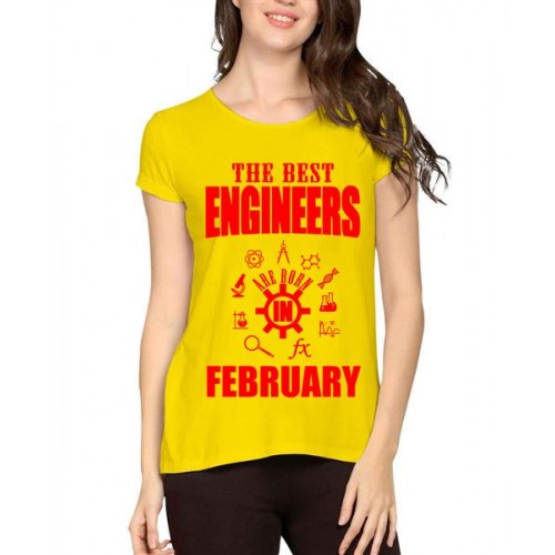 Women's Cotton Biowash Graphic Printed Half Sleeve T-Shirt - Best Engineers February