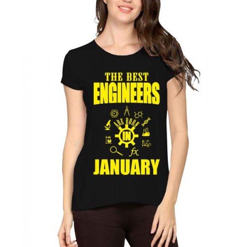 Women's Cotton Biowash Graphic Printed Half Sleeve T-Shirt - Best Engineers January