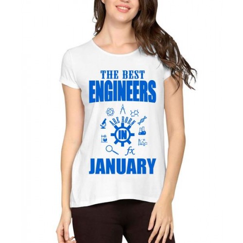 Women's Cotton Biowash Graphic Printed Half Sleeve T-Shirt - Best Engineers January