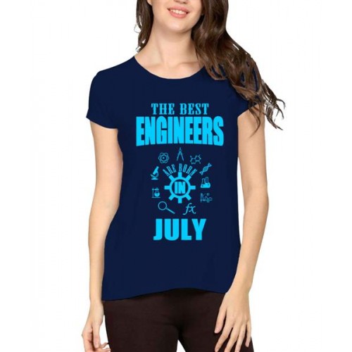Women's Cotton Biowash Graphic Printed Half Sleeve T-Shirt - Best Engineers July
