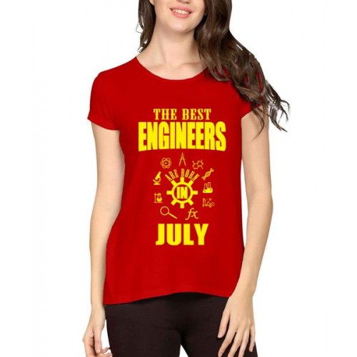 Women's Cotton Biowash Graphic Printed Half Sleeve T-Shirt - Best Engineers July
