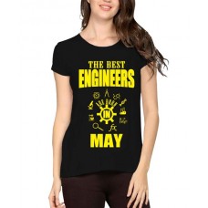 Women's Cotton Biowash Graphic Printed Half Sleeve T-Shirt - Best Engineers May