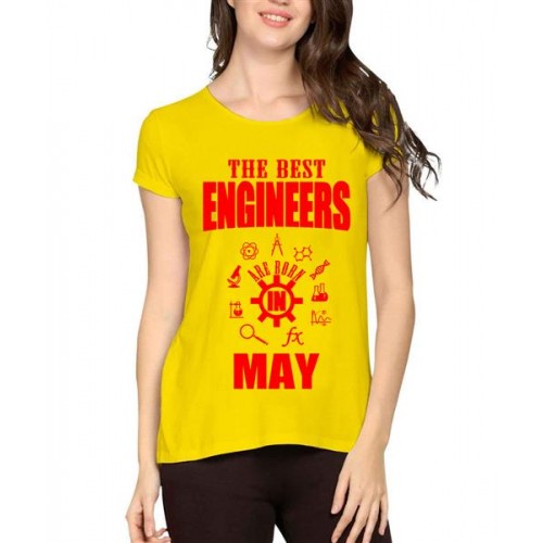 Women's Cotton Biowash Graphic Printed Half Sleeve T-Shirt - Best Engineers May