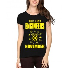Women's Cotton Biowash Graphic Printed Half Sleeve T-Shirt - Best Engineers November