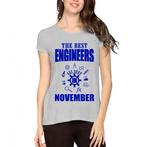 Women's Cotton Biowash Graphic Printed Half Sleeve T-Shirt - Best Engineers November
