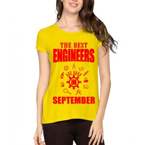 Women's Cotton Biowash Graphic Printed Half Sleeve T-Shirt - Best Engineers September