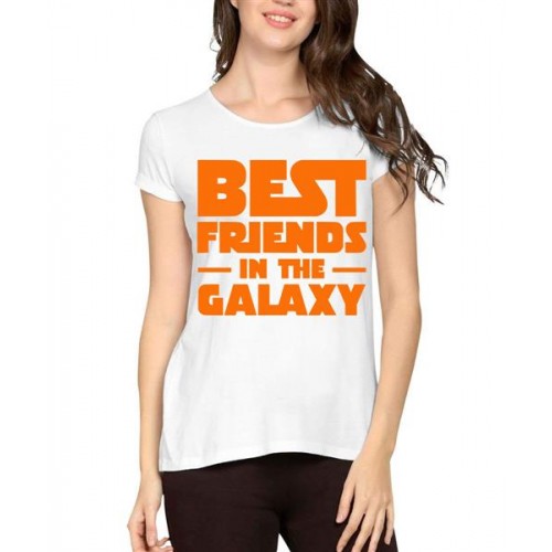 Women's Cotton Biowash Graphic Printed Half Sleeve T-Shirt - Best Friend Galaxy