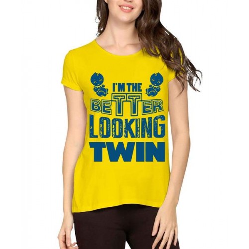 Women's Cotton Biowash Graphic Printed Half Sleeve T-Shirt - Better Looking Twin