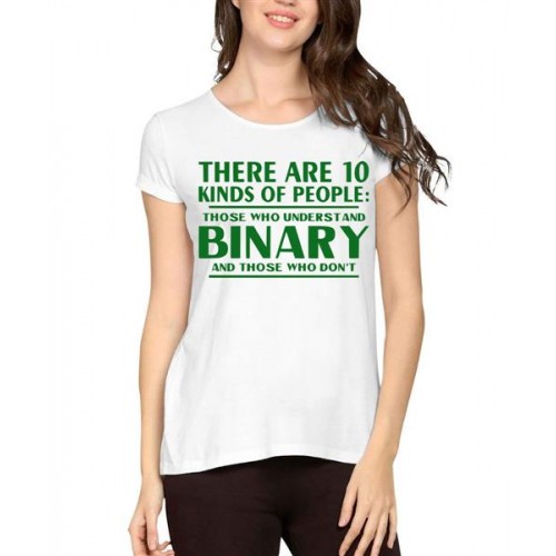 Women's Cotton Biowash Graphic Printed Half Sleeve T-Shirt - Binary People