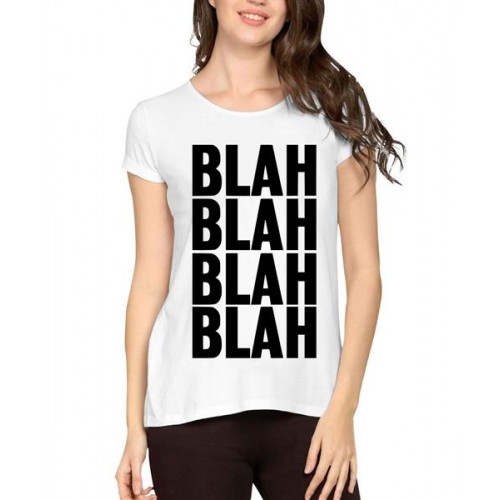 Women's Cotton Biowash Graphic Printed Half Sleeve T-Shirt - Blah Blah Blah