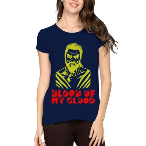 Women's Cotton Biowash Graphic Printed Half Sleeve T-Shirt - Blood Blood