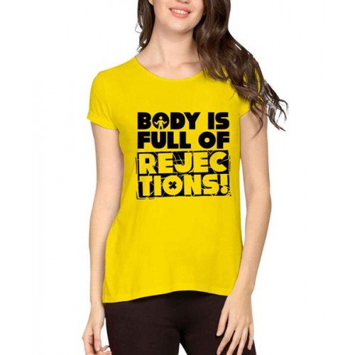 Women's Cotton Biowash Graphic Printed Half Sleeve T-Shirt - Body Is Full