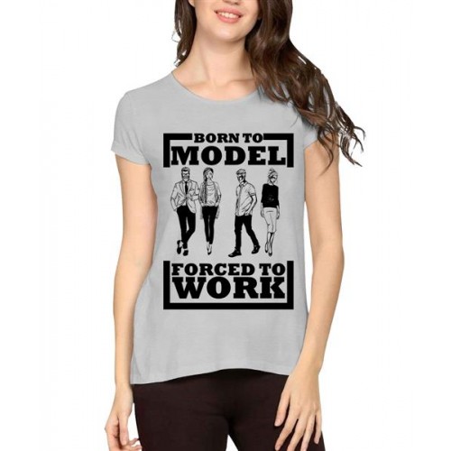 Women's Cotton Biowash Graphic Printed Half Sleeve T-Shirt - Born To Model