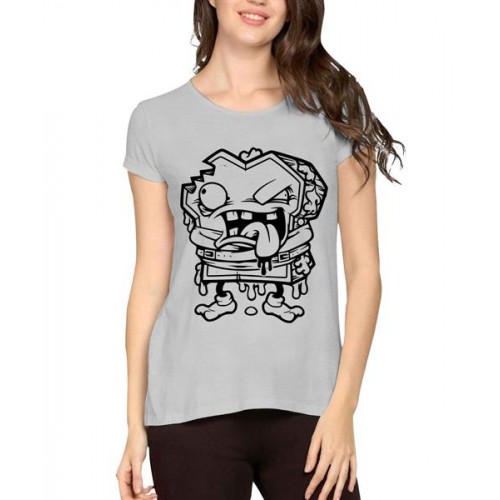Women's Cotton Biowash Graphic Printed Half Sleeve T-Shirt - Bread Monster