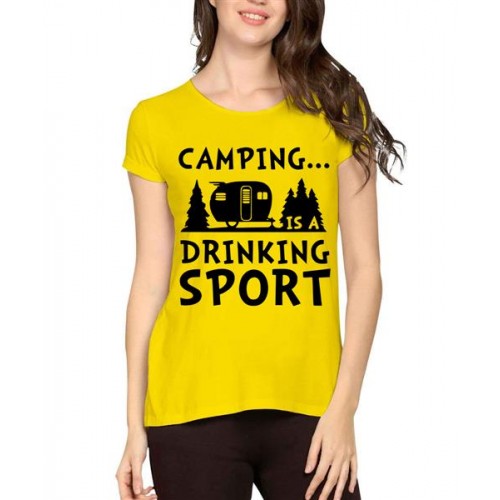 Camping Is A Drinking Sport Graphic Printed T-shirt