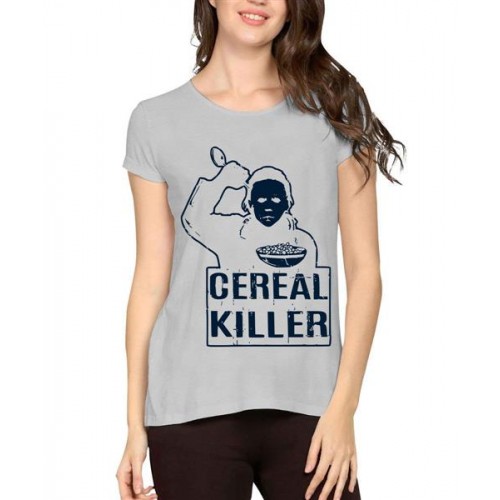 Women's Cotton Biowash Graphic Printed Half Sleeve T-Shirt - Cereal Killer