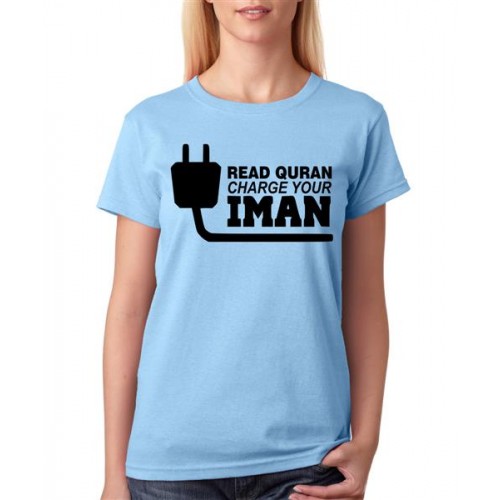 Women's Cotton Biowash Graphic Printed Half Sleeve T-Shirt - Charge Your Iman
