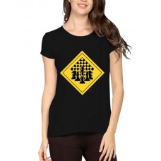 Women's Cotton Biowash Graphic Printed Half Sleeve T-Shirt - Chess Kingdom