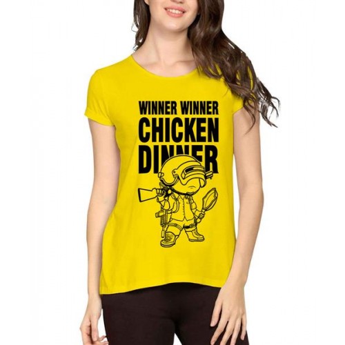 Women's Cotton Biowash Graphic Printed Half Sleeve T-Shirt - Chicken Winner Boy
