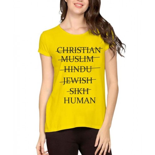 Women's Cotton Biowash Graphic Printed Half Sleeve T-Shirt - Christian Muslim