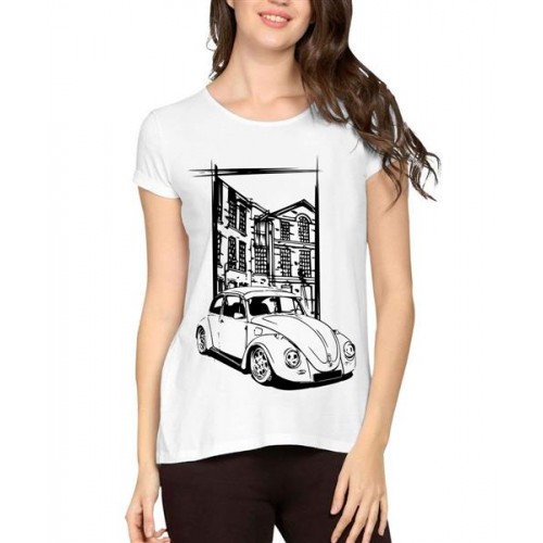 Women's Cotton Biowash Graphic Printed Half Sleeve T-Shirt - City Ride