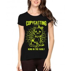 Women's Cotton Biowash Graphic Printed Half Sleeve T-Shirt - Copycatting