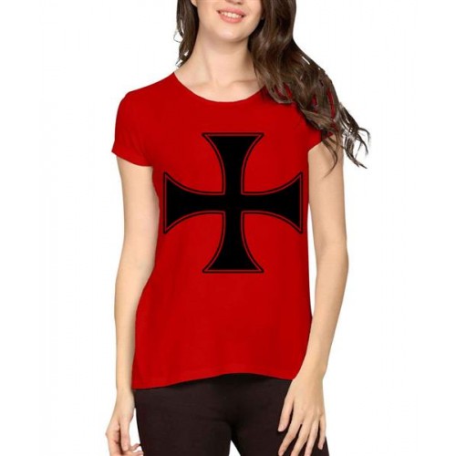 Women's Cotton Biowash Graphic Printed Half Sleeve T-Shirt - Cross Style