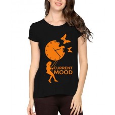Women's Cotton Biowash Graphic Printed Half Sleeve T-Shirt - Current Mood