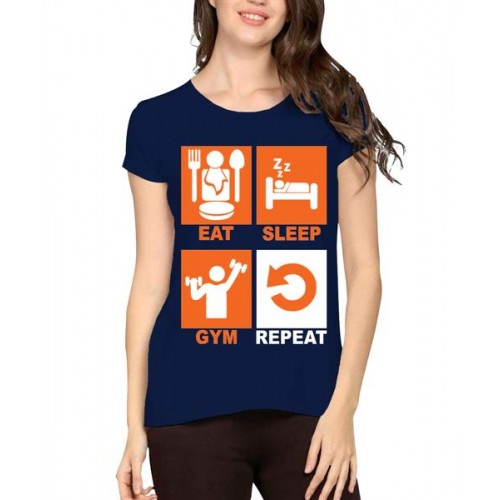 Eat Sleep Gym Repeat Graphic Printed T-shirt