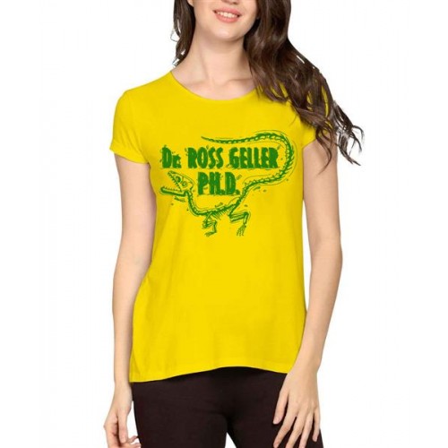 Women's Cotton Biowash Graphic Printed Half Sleeve T-Shirt - Dino Skeleton