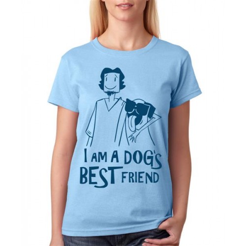 Women's Cotton Biowash Graphic Printed Half Sleeve T-Shirt - Dogs Best Friend