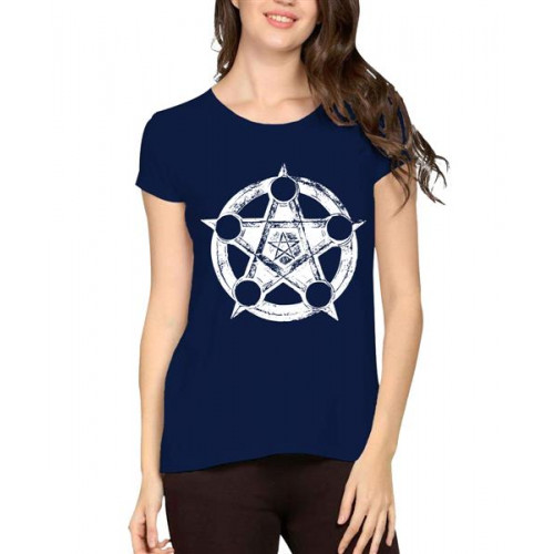 Women's Cotton Biowash Graphic Printed Half Sleeve T-Shirt - Emblem Star