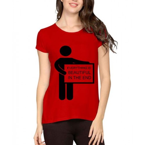 Women's Cotton Biowash Graphic Printed Half Sleeve T-Shirt - Everything Is Beatifull
