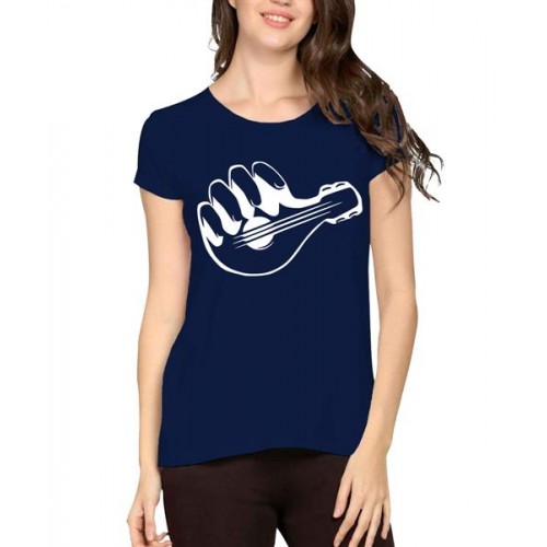 Women's Cotton Biowash Graphic Printed Half Sleeve T-Shirt - Finger Music