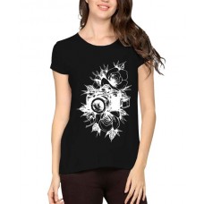 Flower Camera Graphic Printed T-shirt