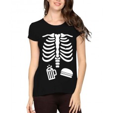 Women's Cotton Biowash Graphic Printed Half Sleeve T-Shirt - Food Maternity Skeleton