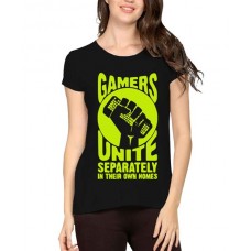 Women's Cotton Biowash Graphic Printed Half Sleeve T-Shirt - Gamers Unite