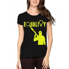 Women's Cotton Biowash Graphic Printed Half Sleeve T-Shirt - Gender Equality