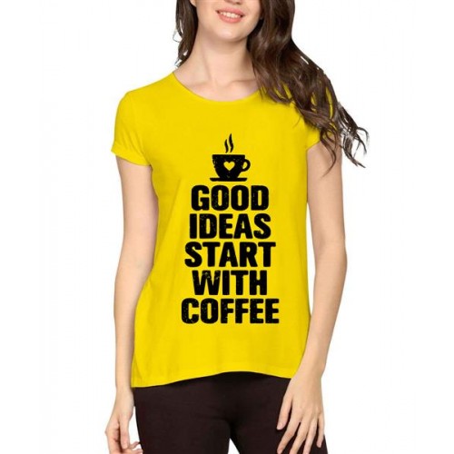Good Ideas Start With Coffee Graphic Printed T-shirt
