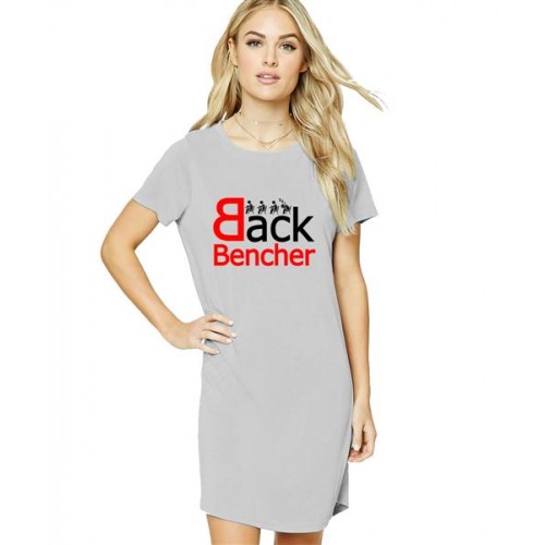 Women's Cotton Biowash Graphic Printed T-Shirt Dress with side pockets - Back Bencher