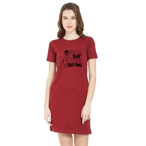 Mera Bat Meri Batting Graphic Printed T-shirt Dress
