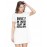 Women's Cotton Biowash Graphic Printed T-Shirt Dress with side pockets - Be Productive