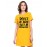 Women's Cotton Biowash Graphic Printed T-Shirt Dress with side pockets - Be Productive