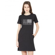 Women's Cotton Biowash Graphic Printed T-Shirt Dress with side pockets - Being Forever