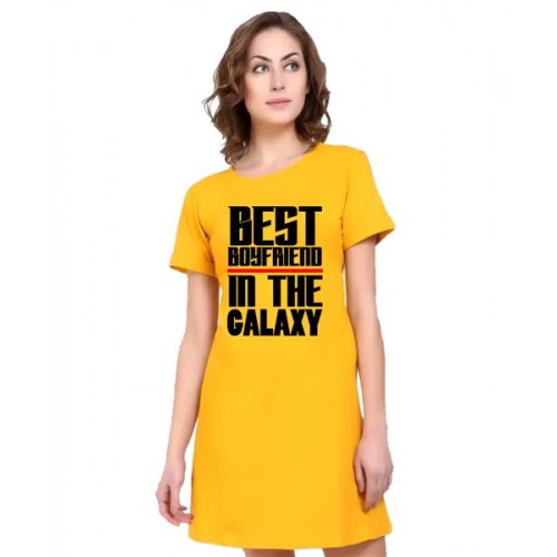 Best Boyfriend In The Galaxy Graphic Printed T-shirt Dress