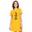 Women's Cotton Biowash Graphic Printed T-Shirt Dress with side pockets - Better Late Than Never