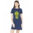 Women's Cotton Biowash Graphic Printed T-Shirt Dress with side pockets - Bhala Khara