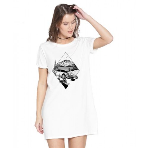 Car Shape Graphic Printed T-shirt Dress